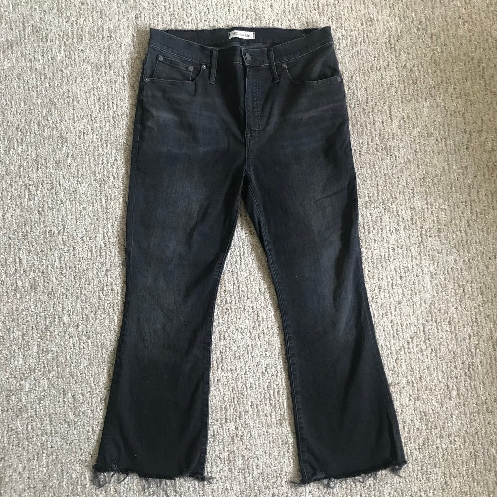 Madewell Cali Demi Boot Black Wash Frayed Jeans
